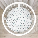 Husa saltea rotunda patut bebe copii cu elastic, Stelute menta (1)